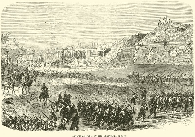 Versaillestruppernas attack mot Paris, mars 1871 av English School