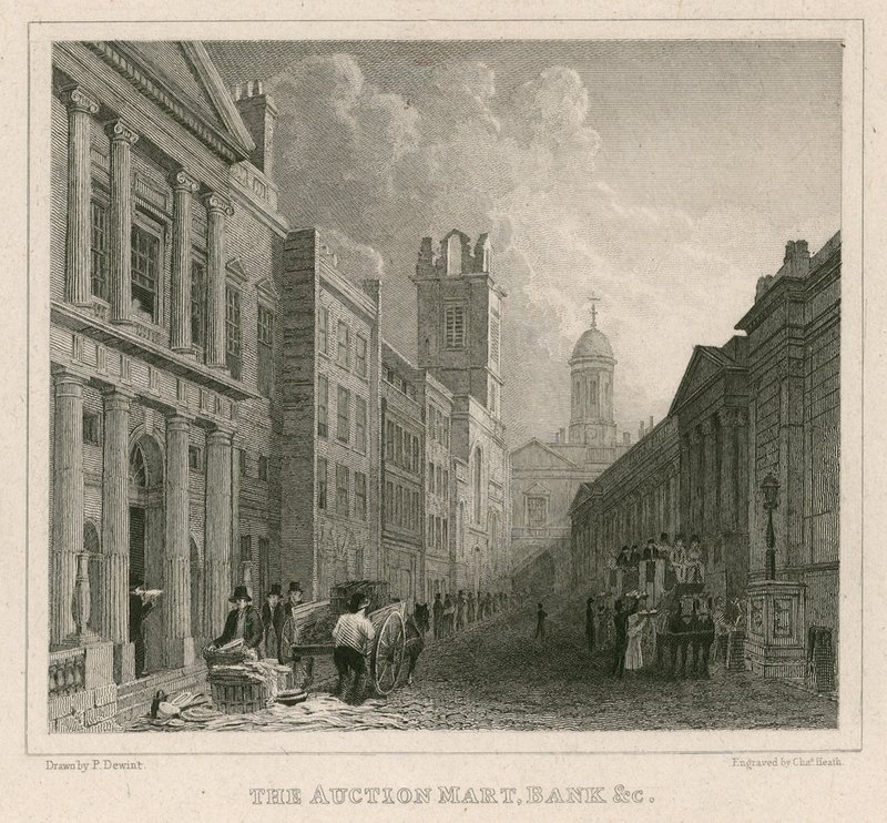 Auction Mart, St Bartholomews Lane, London och Bank av English School