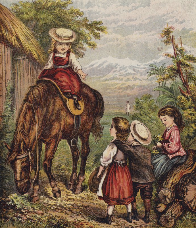 Australiska barn (färglitografi) av English School