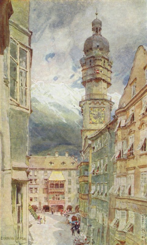 Österrike: Innsbruck (färglitografi) av English School