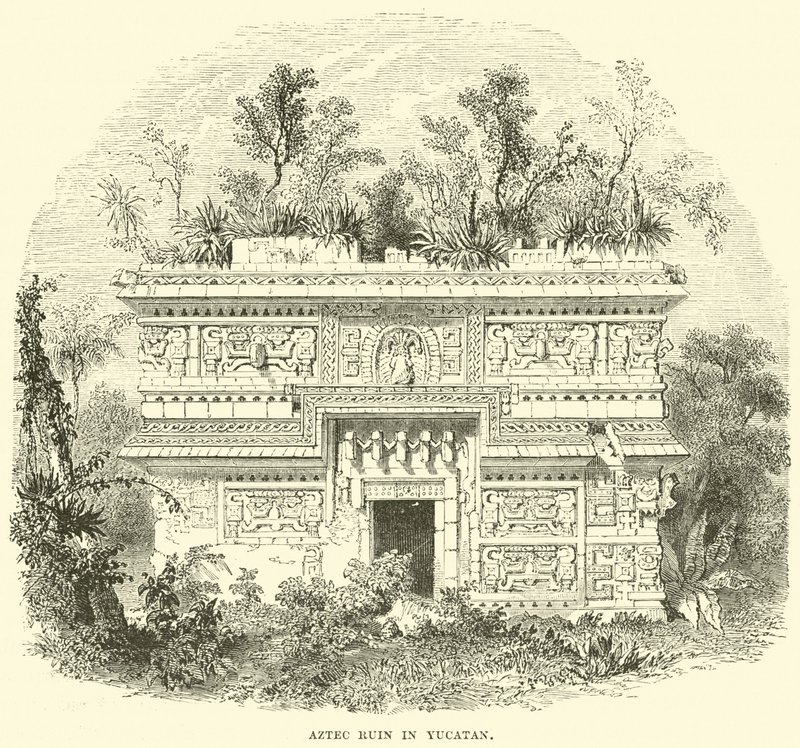 Aztekisk ruin i Yucatan av English School