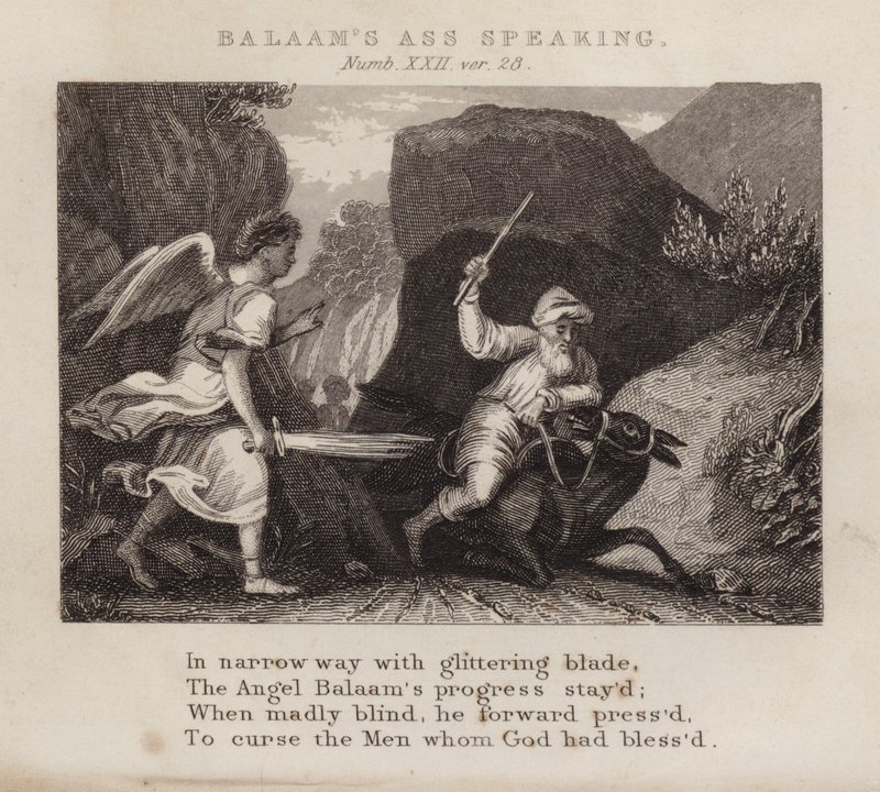 Bileams åsna talar, Nummer XXII, ver 28 (gravyr) av English School