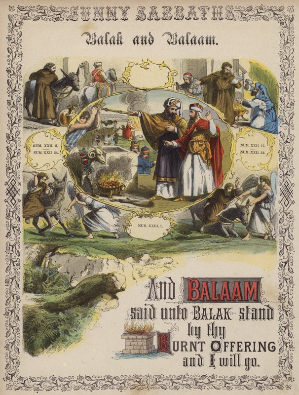 Balak och Bileam (färgad gravyr) av English School