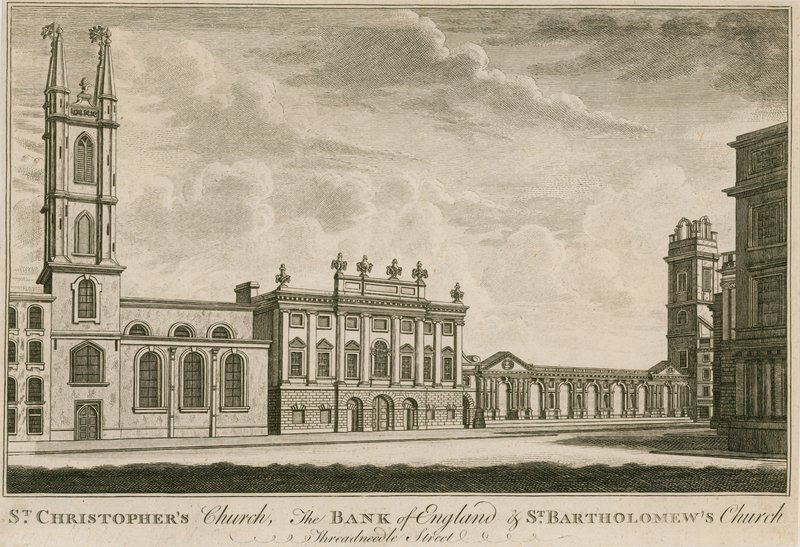 Bank of England, East Wing tillagd av Sir Robert Taylor, 1765 av English School