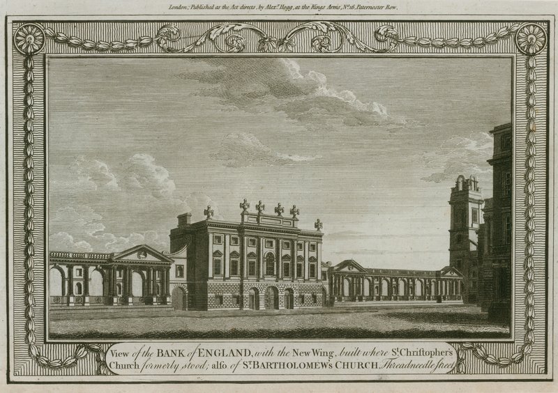 Bank of England, West Wing tillagd av Sir Robert Taylor, 1783 av English School