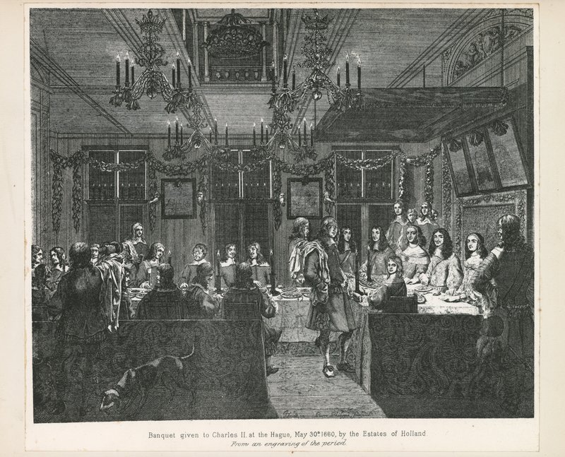 Bankett ges till kung Karl II, 30 maj 1660, av ständerna i Holland av English School