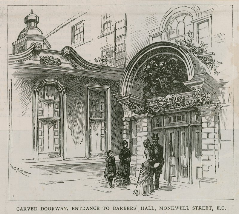 Barber Surgeons Hall, Monkwell Street, London av English School