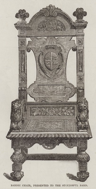 Bardic Chair, presenterad för den framgångsrika barden (gravyr) av English School