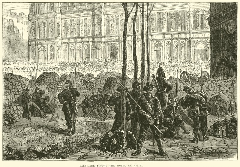 Barrikad före Hotel de Ville, mars 1871 av English School