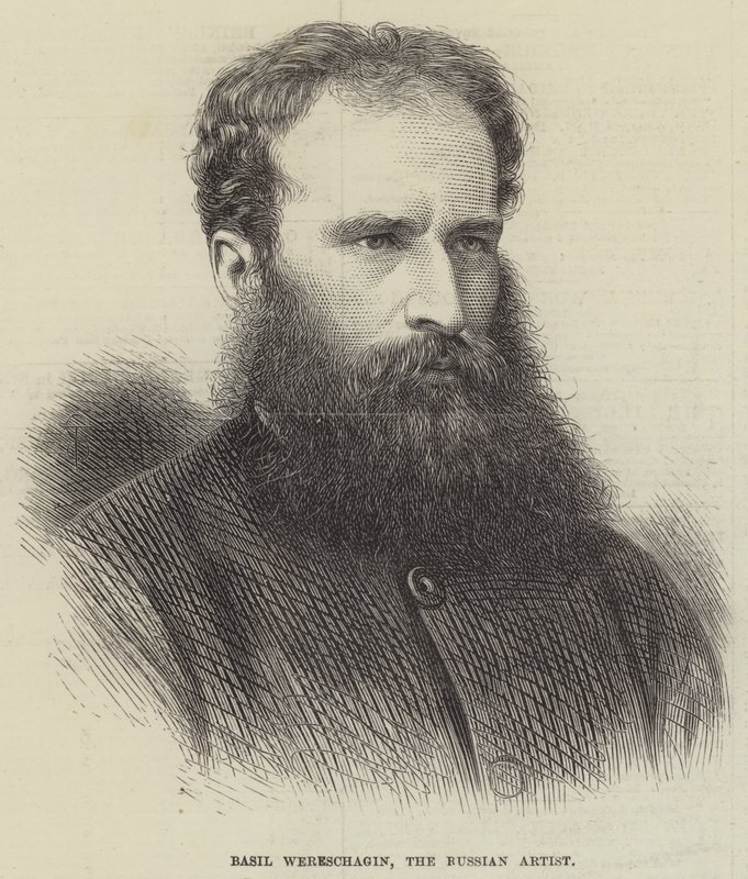 Basil Wereschagin, den ryska konstnären (gravyr) av English School