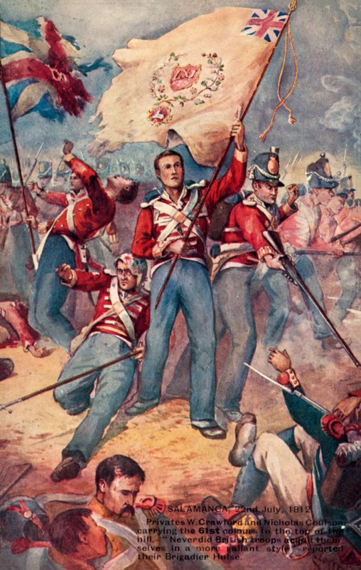 Slaget vid Salamanca, 22 juli 1812 (färglitografi) av English School