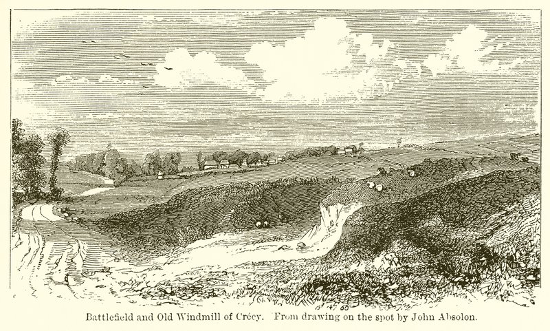 Battlefield och Old Windmill of Crecy av English School