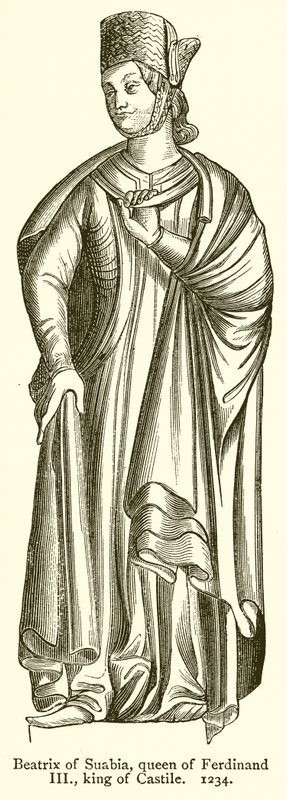 Beatrix av Suabia, drottning av Ferdinand III, kung av Kastilien. 1234 av English School