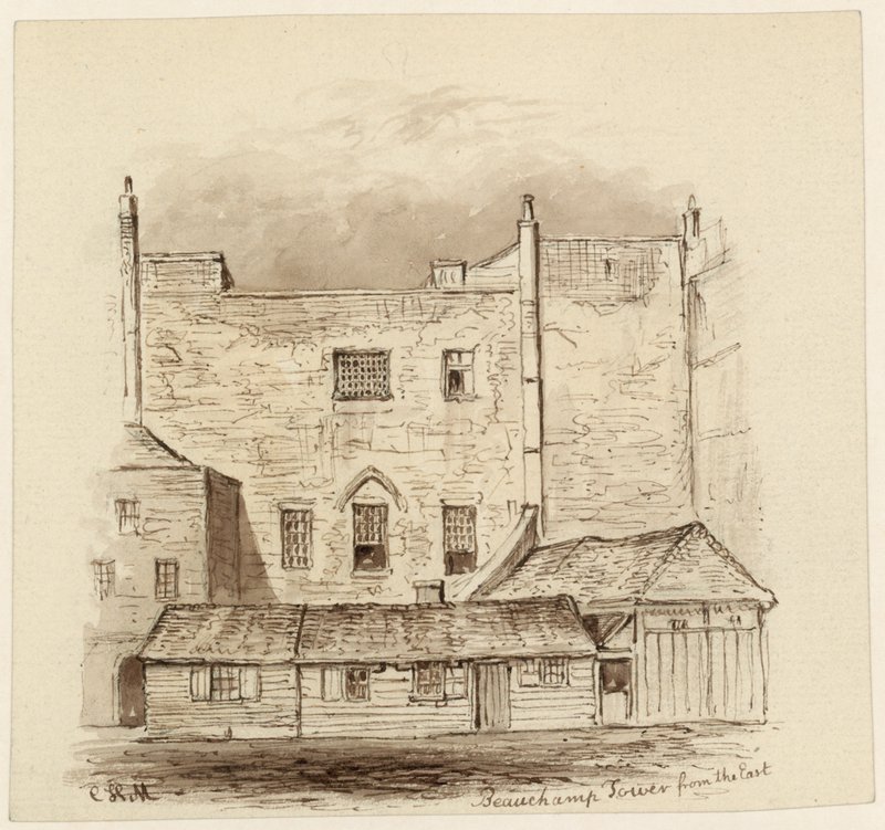 Beauchamp Tower från öst (bläck på papper) av English School