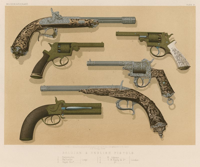 Belgiska och engelska pistoler av English School