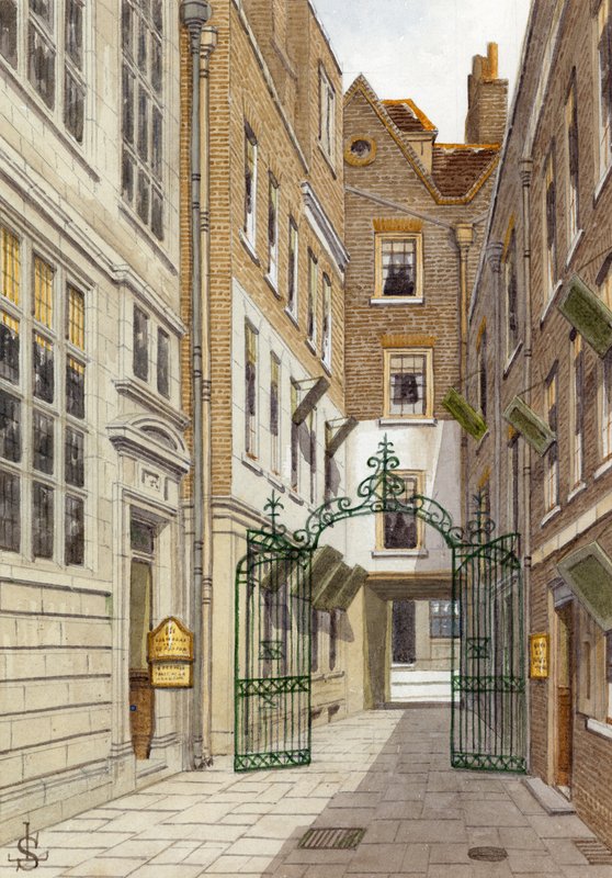 Benet Place, Gracechurch Street (wc på papper) av English School