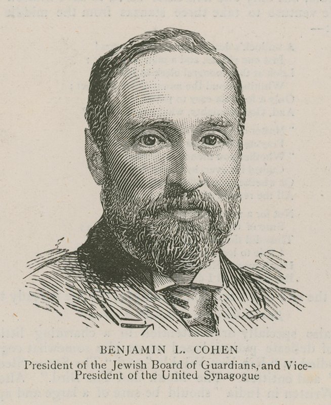 Benjamin L. Cohen, ordförande för Jewish Board of Guardians och vicepresident för United Synagogue av English School