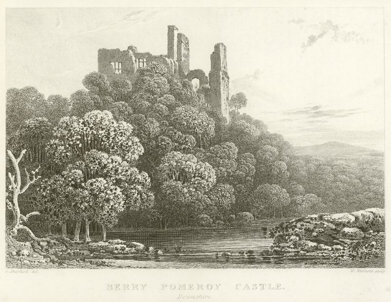Berry Pomeroy Castle, Devonshire (gravyr) av English School