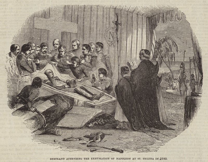 Bertrand närvarade vid exhumationen av Napoleon i St Helena 1840 av English School