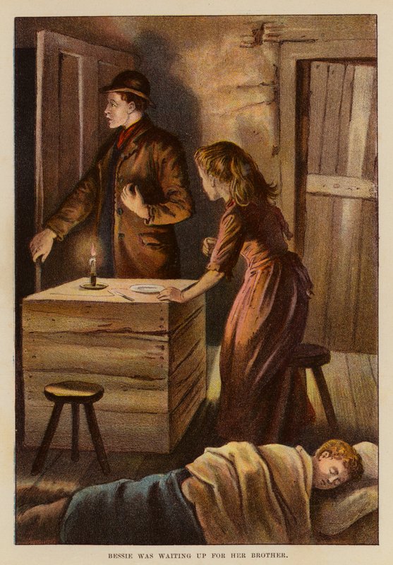 Bessie väntade på sin bror (färglitografi) av English School
