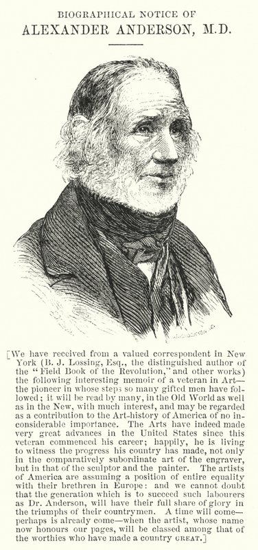 Biografisk notis om Alexander Anderson, MD (gravyr) av English School