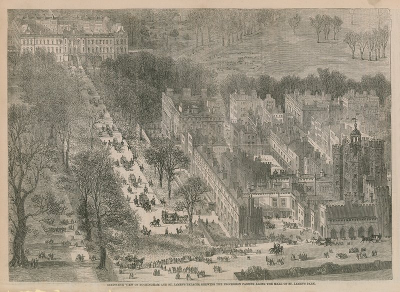 Fågelperspektiv över Buckingham och St James