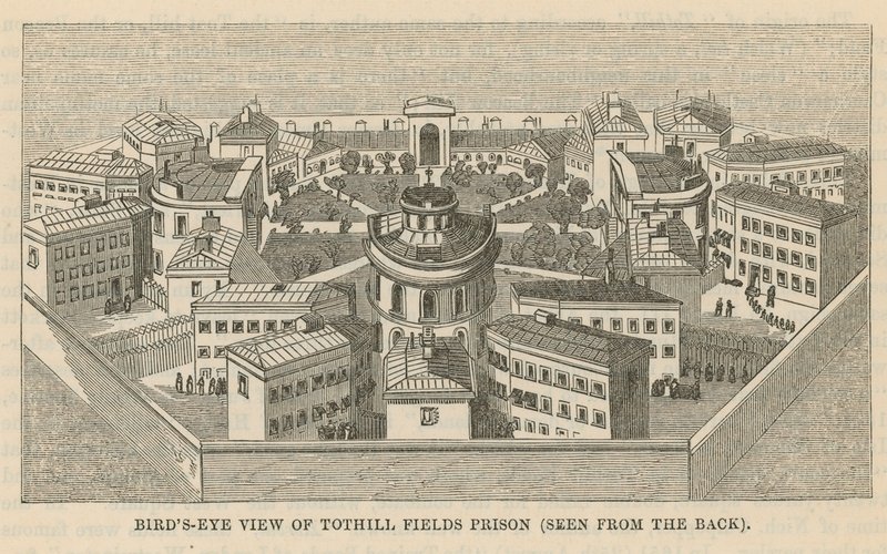 Fågelperspektiv av Tothill Fields Prison av English School
