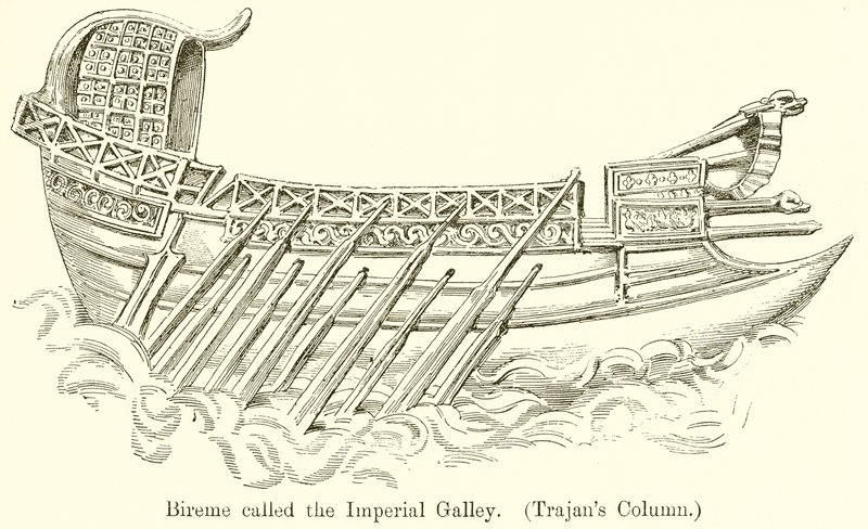 Bireme kallade Imperial Galley. (Trajanus kolumn) av English School