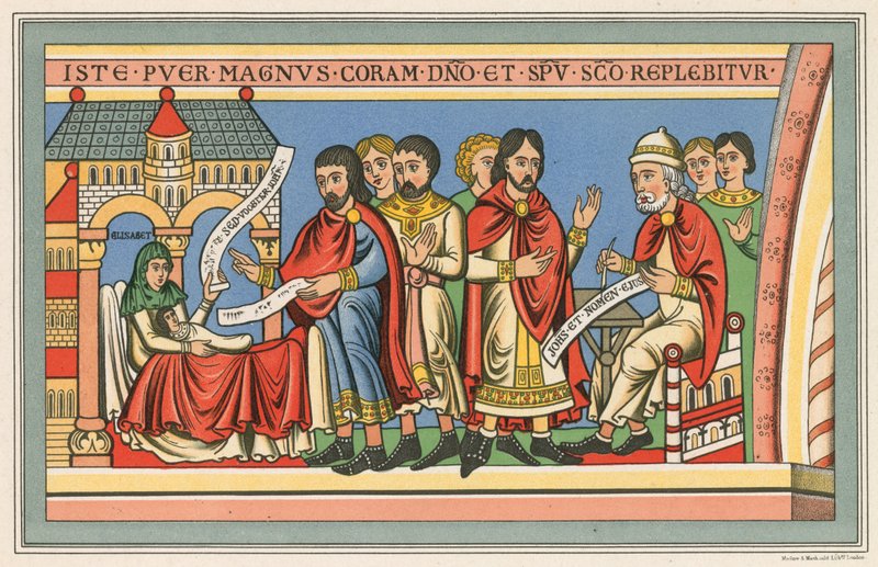 Johannes Döparens födelse, reflekterande dräkt från 1100-talet av English School