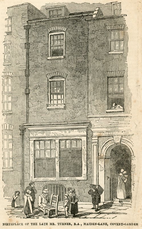 Födelseplats för J M W Turner i Maiden Lane av English School