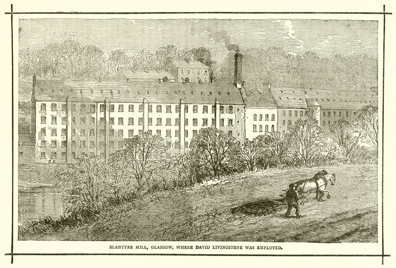 Blantyre Mill, Glasgow, där David Livingstone var anställd av English School