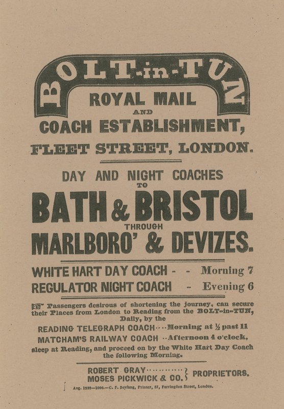 Bolt-in-Tun Royal Mail and Coach Etablissement av English School