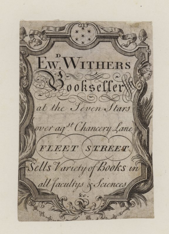 Bokhandlare, Edward Withers, handelskort av English School