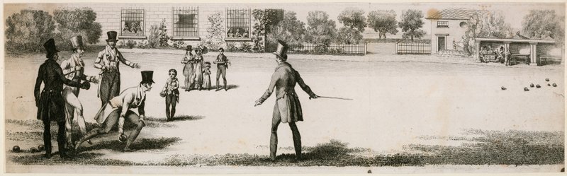 Skålar spelas under Regency i en oidentifierad nöjesträdgård av English School