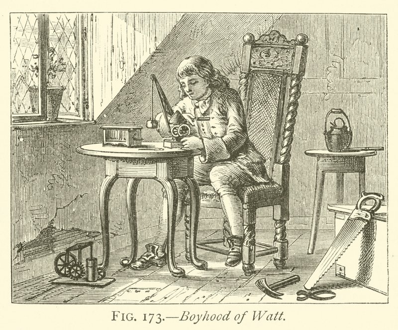 Boyhood of Watt (gravyr) av English School