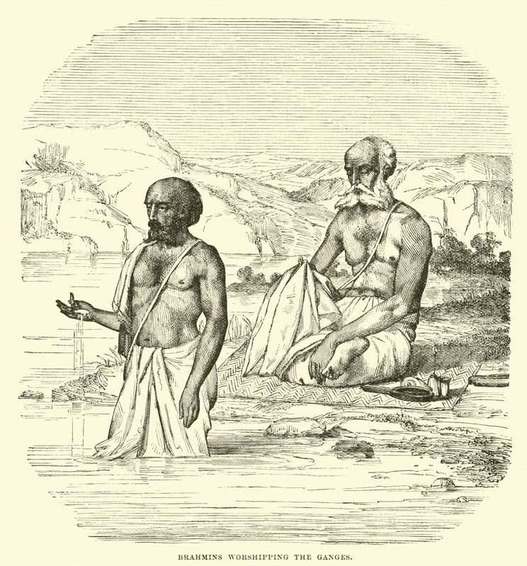 Brahminer som dyrkar Ganges av English School