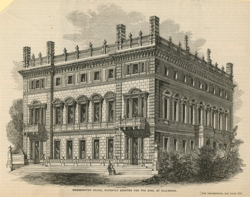 Bridgewater House, nyligen uppfört för Earl of Ellesmere av English School