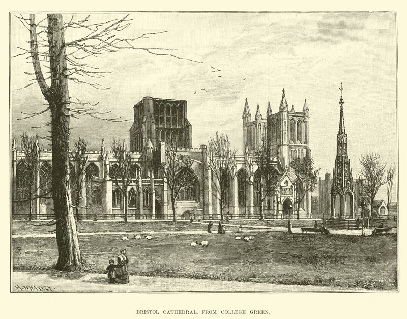 Bristol Cathedral, från College Green av English School