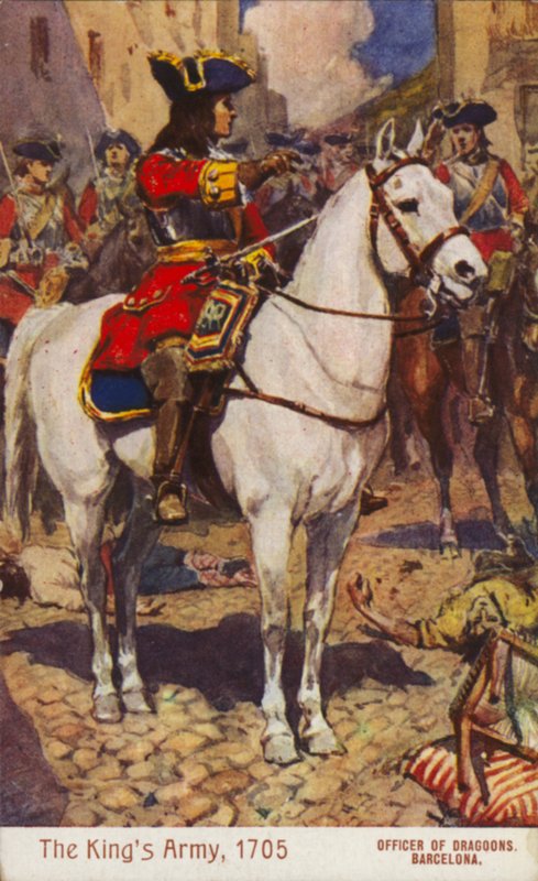 Brittisk dragonofficer, Barcelona, Spanien, Spanska tronföljdskriget av English School
