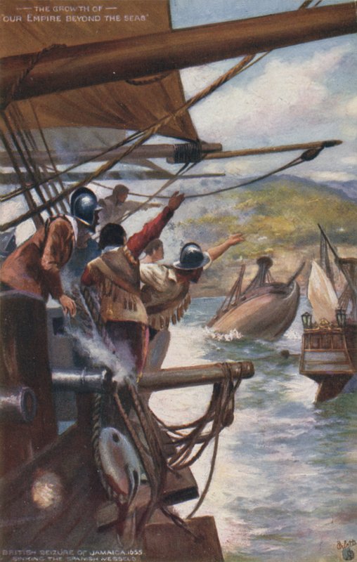 Brittiskt erövring av Jamaica från spanjorerna, 1655 av English School