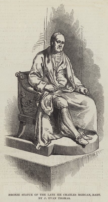 Bronsstaty av framlidne Sir Charles Morgan, Baronet av J Evan Thomas (gravyr) av English School