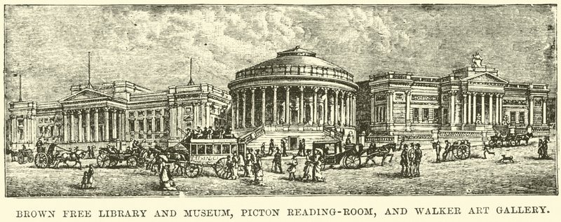 Brown Free Library and Museum, Piction Reading-Room och Walker Art Gallery av English School
