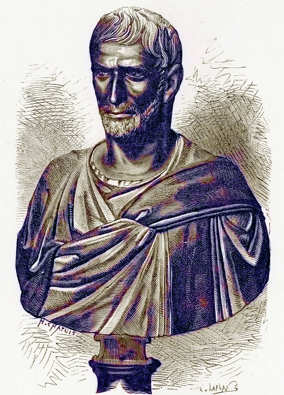 Brutus, byst i Capitolium, illustration från History of Rome av Victor Duruy, publicerad 1884 (digitalt förbättrad bild) av English School