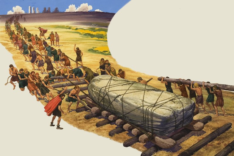 Byggnad av Stonehenge av English School
