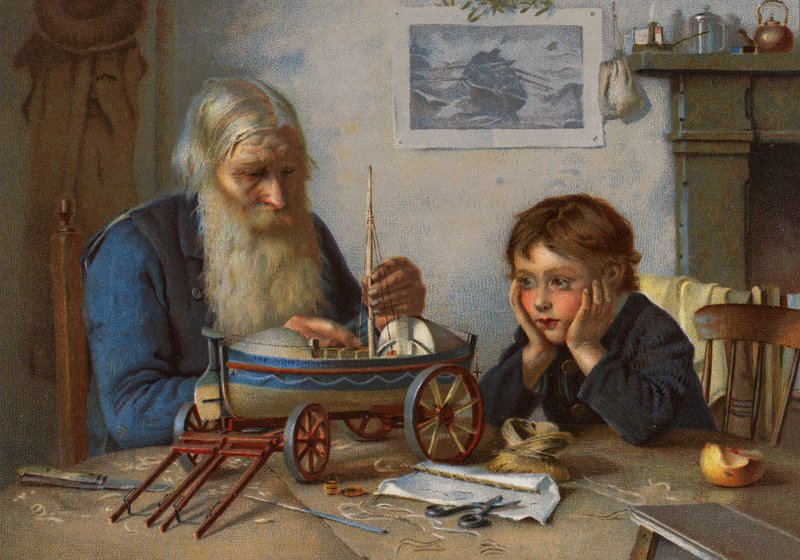 Bygga livbåten (färg litho) av English School