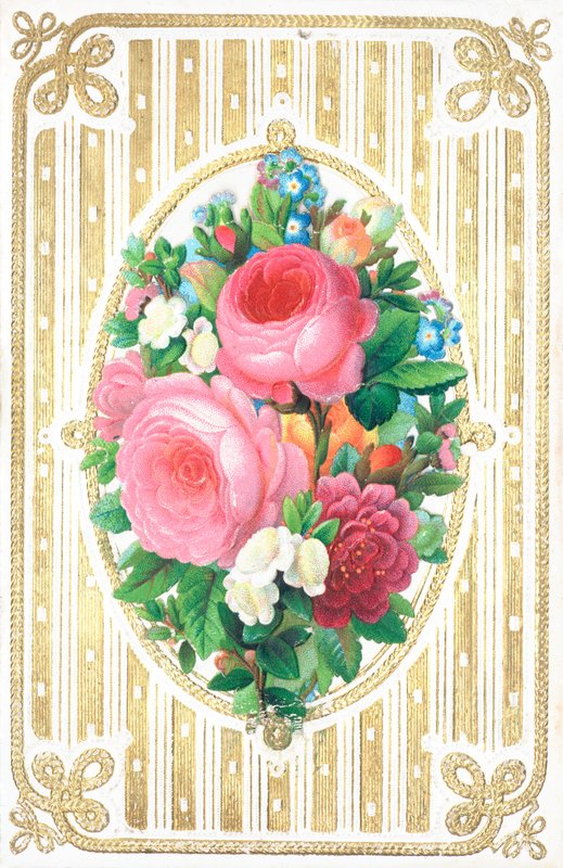 Gäng färgglada blommor, kort av English School