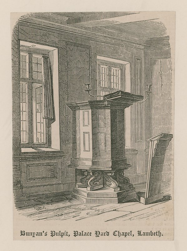 Bunyans Predikstol, Palace Yard Chapel, Lambeth av English School
