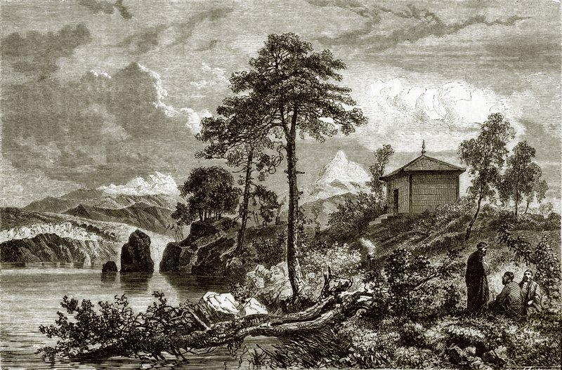 Buriat tempel på sjön Ikeugun, Mongoliet av English School