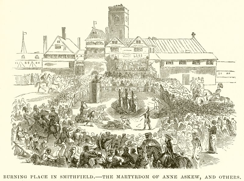 Brinnande palats i Smithfield.--Martyrskapet av Anne Askew och andra av English School