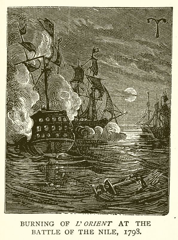 Bränning av Lorient i slaget vid Nilen, 1798 av English School